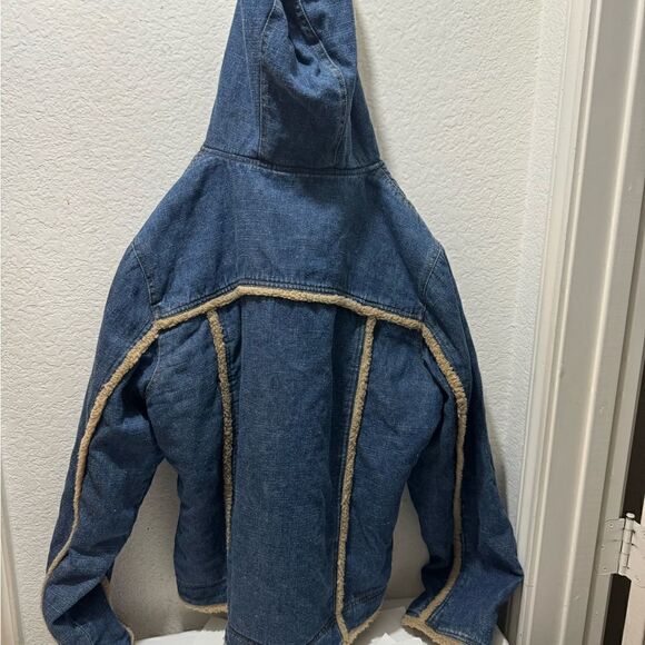 Carolina Colours Faux fur trim Denim Jacket Size XL hoodie - Picture 3 of 8